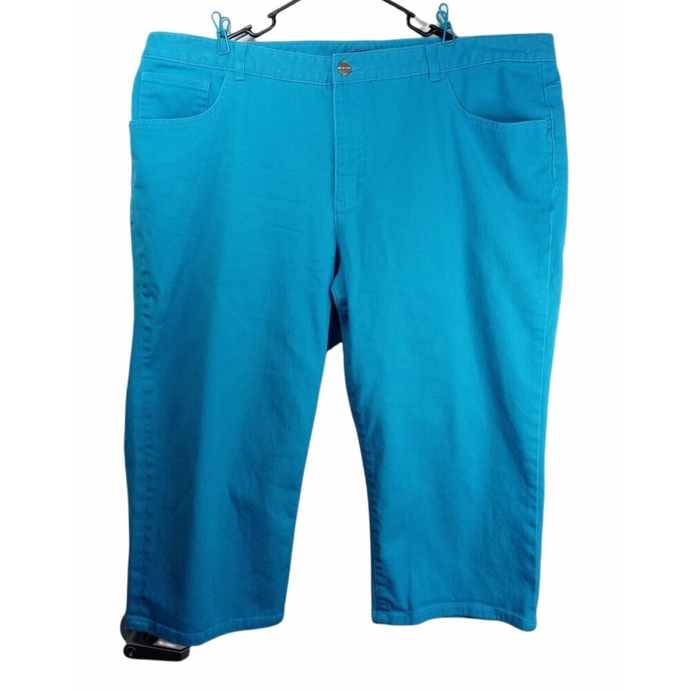 Chaps Women's Slimming Fit Denim Capri Pants Teal 22W